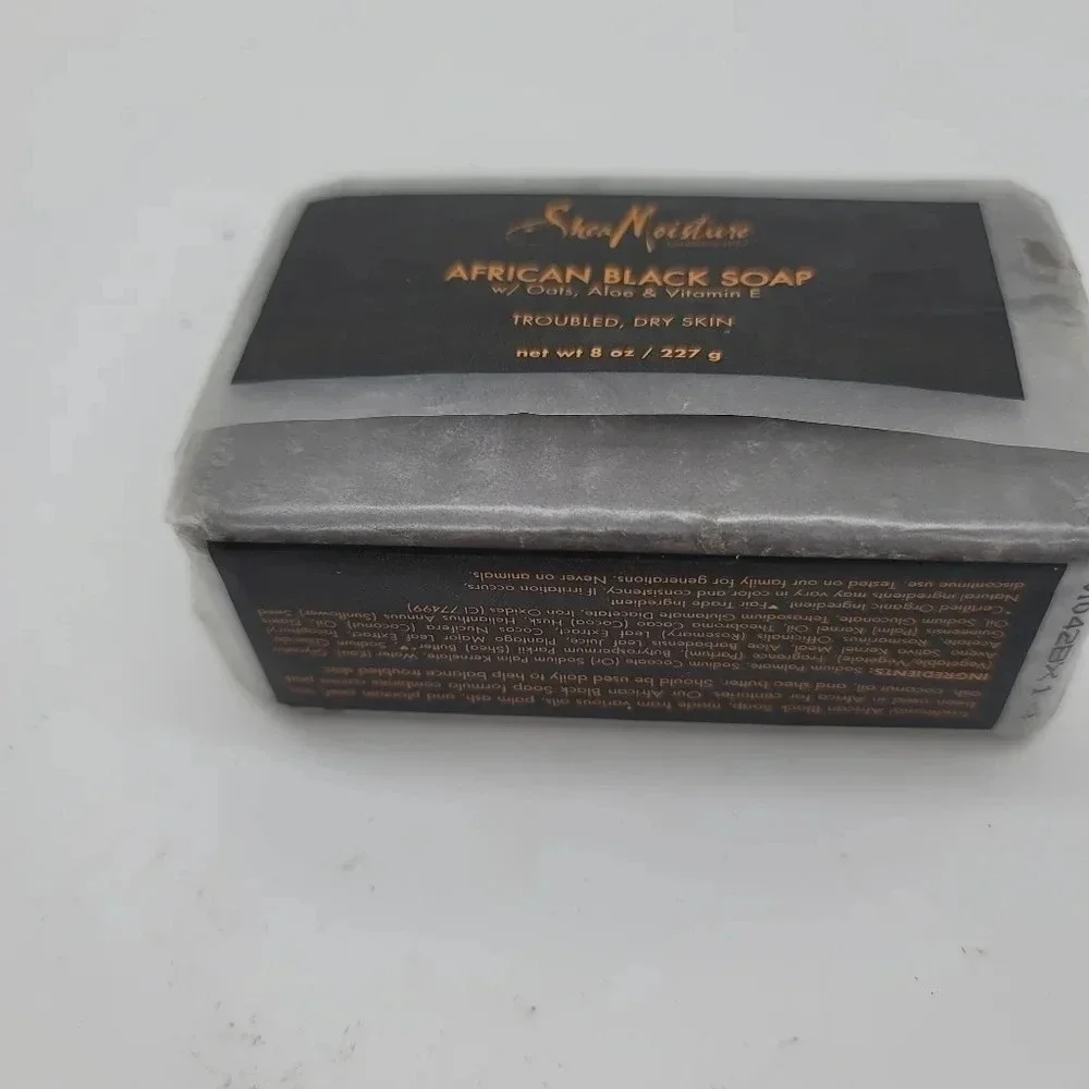 Shea Moisture African Black Soap Oats Aloe Vitamin E For Troubled, Dry Skin 8oz